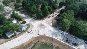 Drone view of roundabout at Dan Hoey Rd and Baker Rd