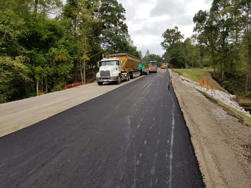 Paving on Mast Road in Webster Township began today (September 26, 2018)