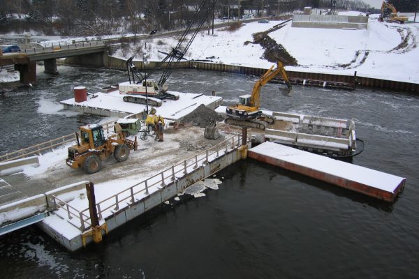 The bridge had to span the Huron River, a section of the Norfolk Southern Railroad, the City of Ann Arbor's Gallup Park Pathway and the City of Ann Arbor's Wastewater Treatment Plant access road.