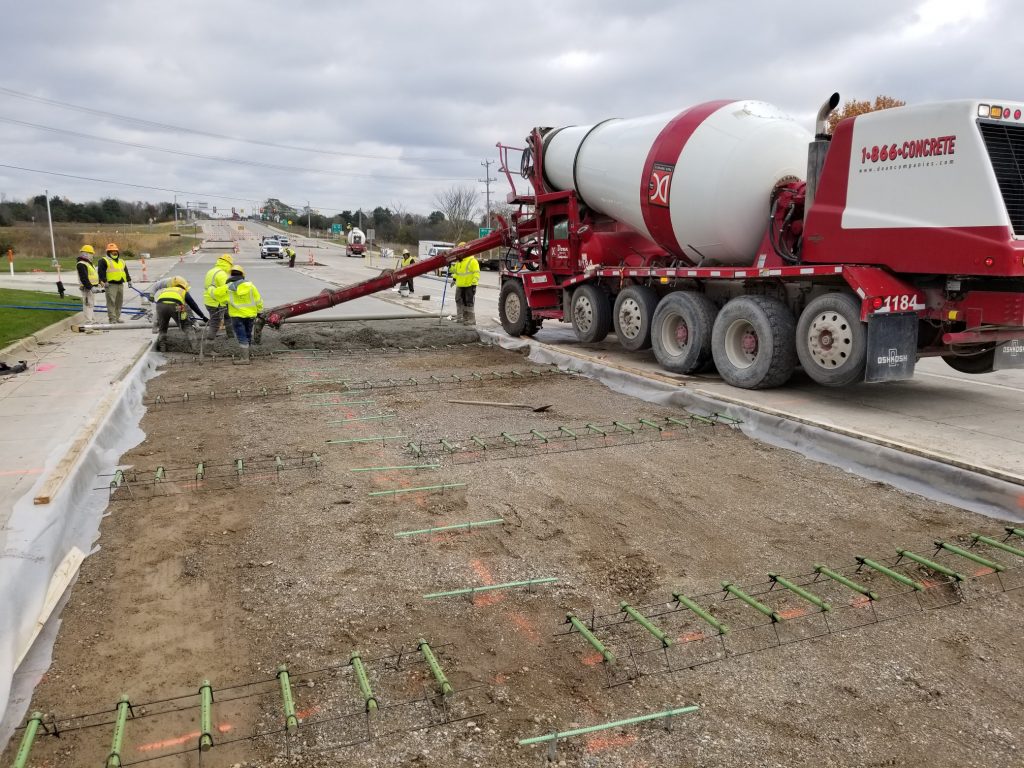 Pouring concrete on Ann Arbor-Saline Road
