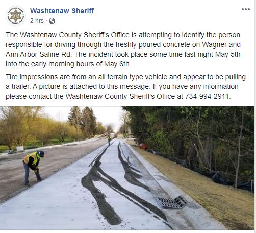 post from Washtenaw County Sheriff Dept.