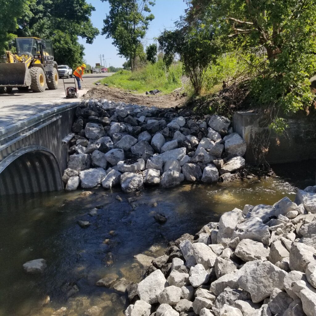 photo of riprap installed at Cavanaugh Lake Rd bridge