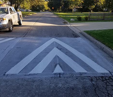 photo of speed humps installed on a neighborhood street