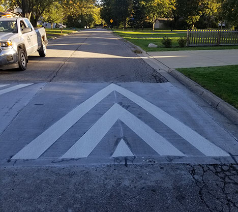 photo of speed humps installed on a neighborhood street