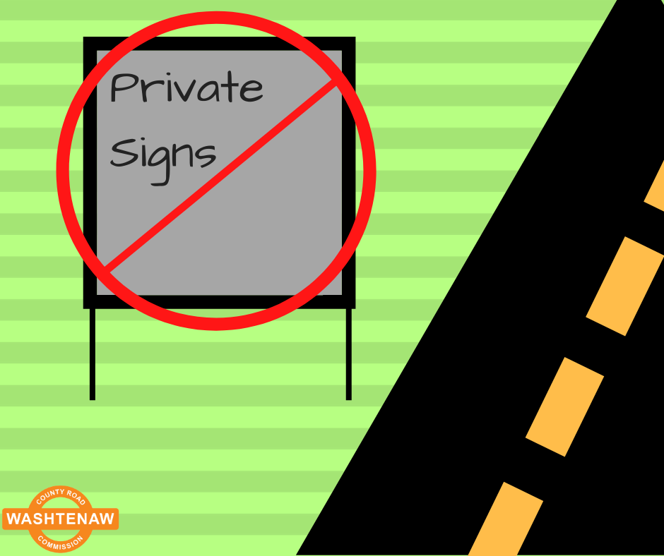 graphic asking to keep private signs out of ROW