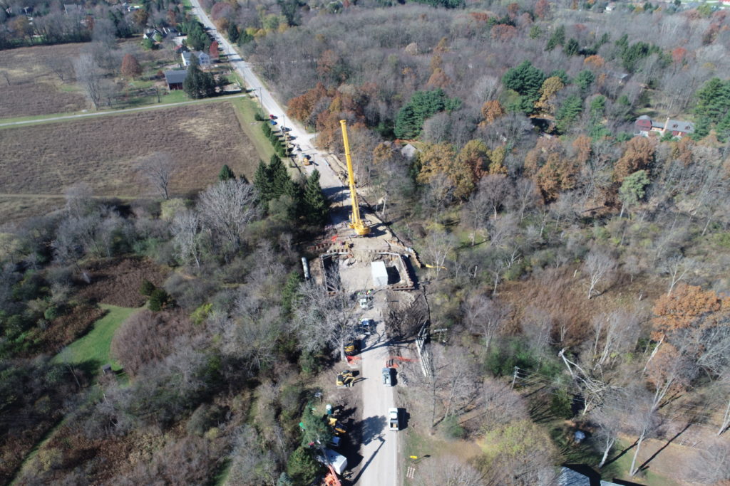 drone photo of Miller Rd bridge project Nov. 3