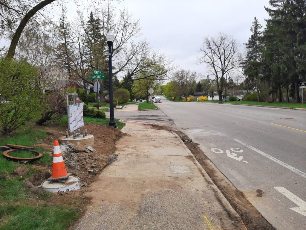 photo of foundations for new mast arms on Hewitt Rd