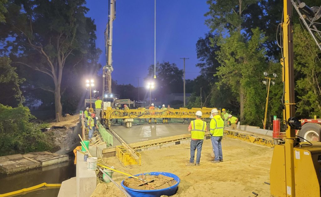 photo of overnight concrete pouring