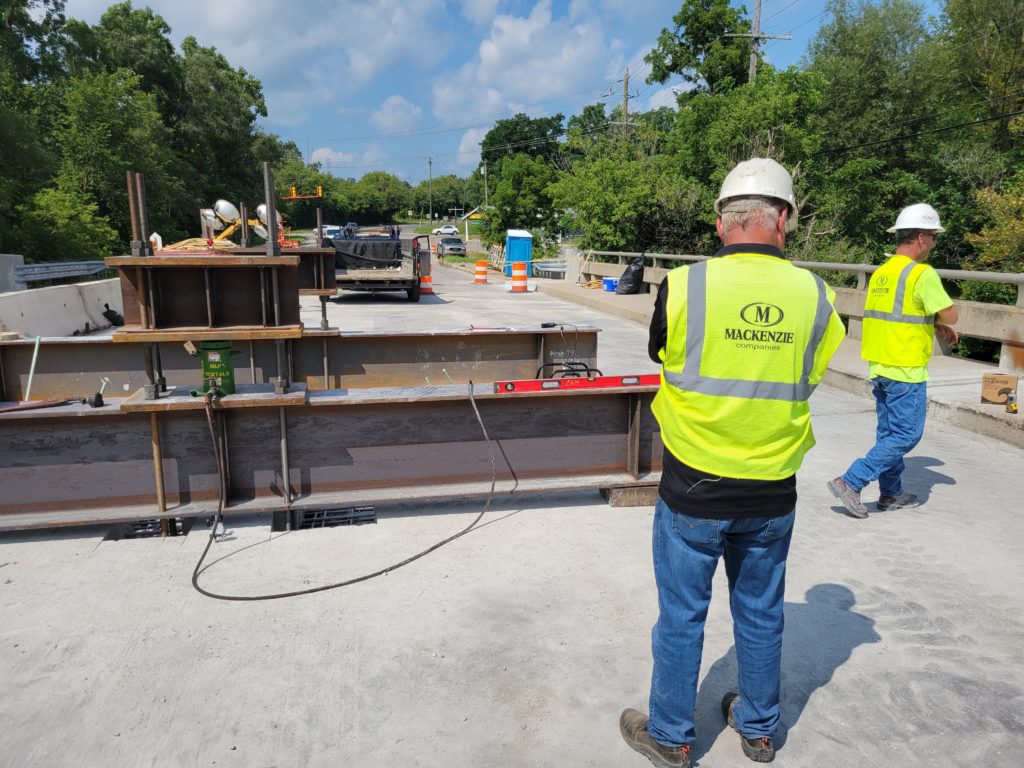 photo of temporary bridge supports