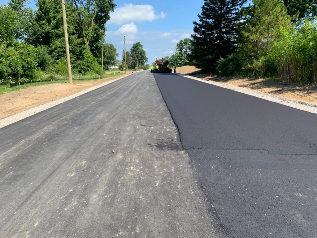 pictured is first layer of asphalt