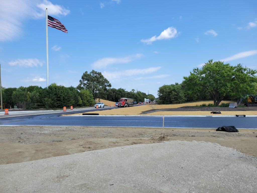  The view of WB US-12 from the new pedestrian corridor location.