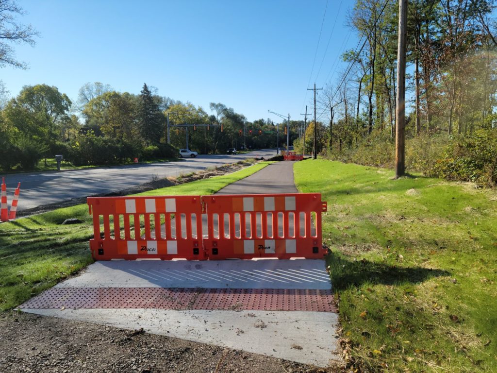 photo of barricades on sidewalk