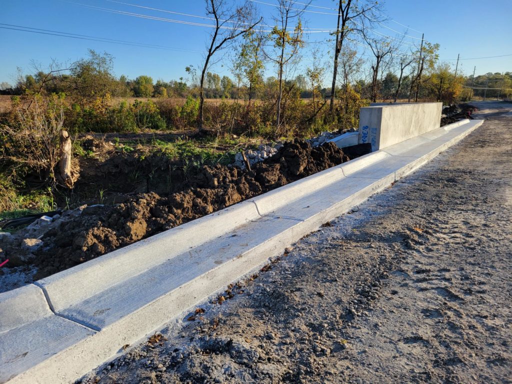 photo of new curb on bridge