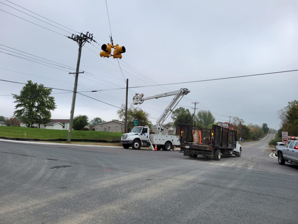 photo of the flashing beacon installation