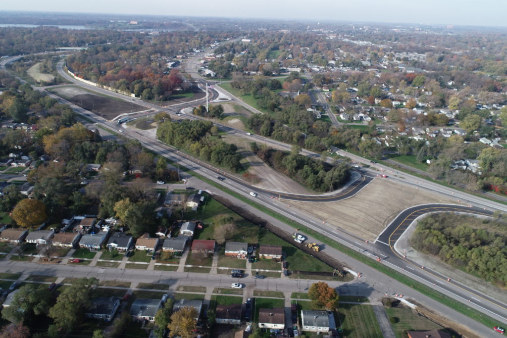 drone view of US-12 and M-17 project