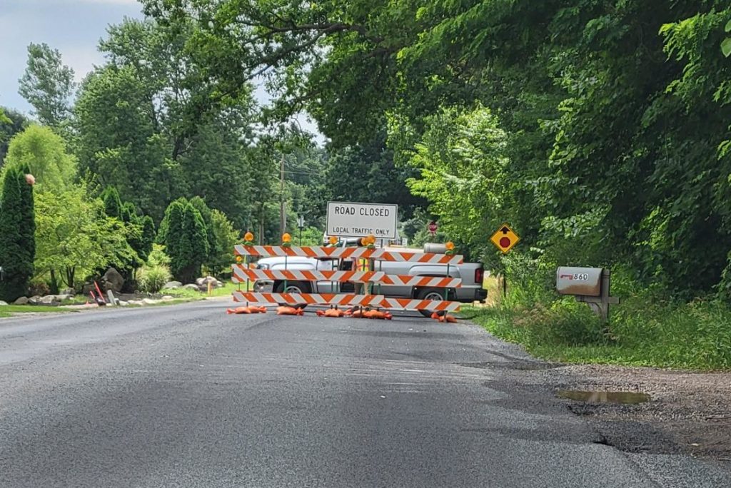 photo of road closure barricades