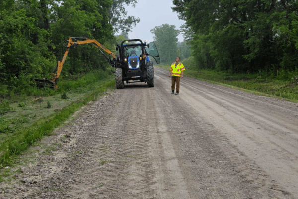Mowing along Bemis Rd Mowing along Bemis Rd